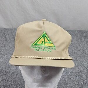 Vintage 80s Camas Prairie Railroad Rope Hat San Sun Cap OSFM Snap Slider Strap
